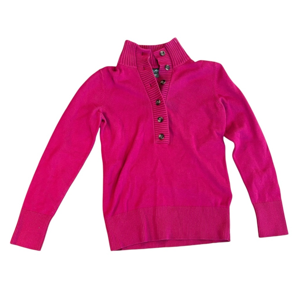 eddie bauer pink quarter zip sweater
